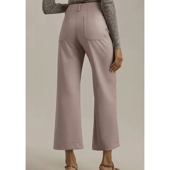 NWT Maeve The Colette Cropped Faux-Leather Wide-Leg Pants Sz 29 Lilac #7B501 - Picture 3 of 12
